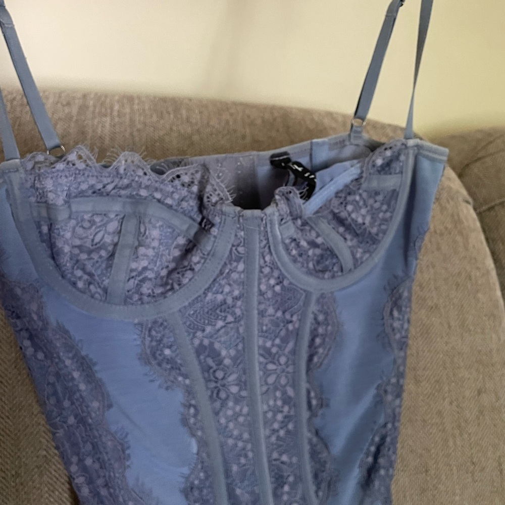 Blue Lace Corset Top Urban Outfitters